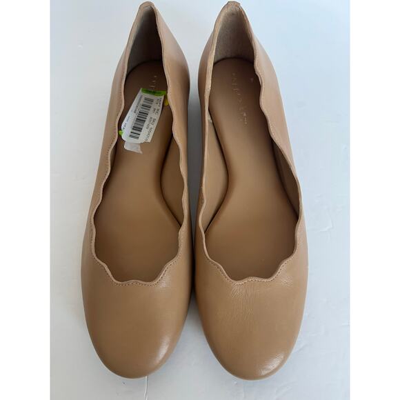 Copper Key Lovely Leather Beige Tan Scalloped Edge Ballet Flat Comfort Shoes 8 - Picture 3 of 8